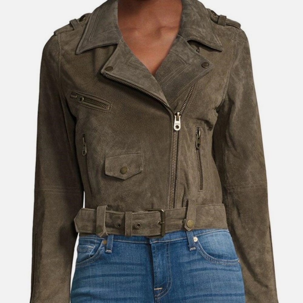 VIGOSS genuine leather/ suede moto biker jacket